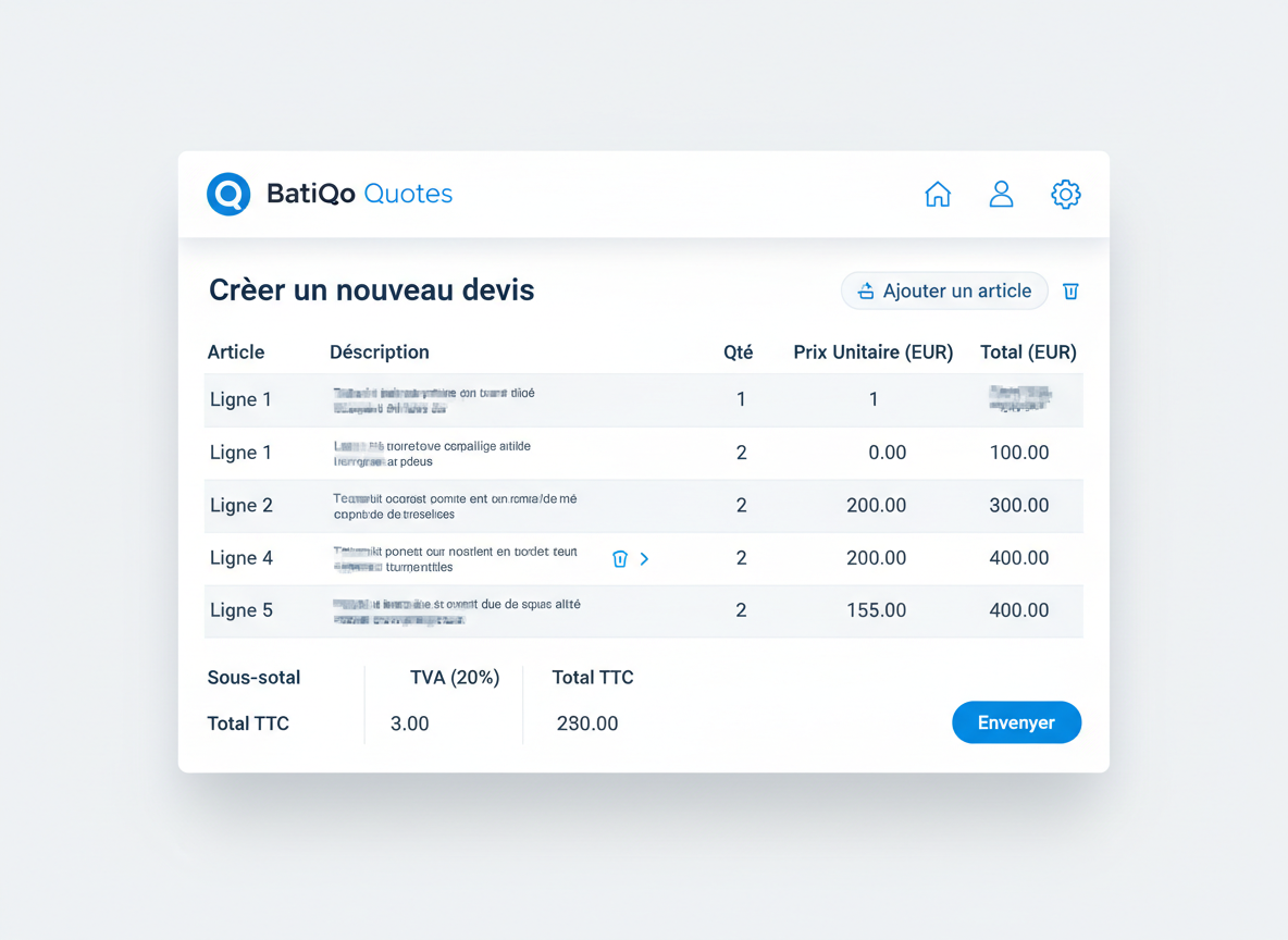 Création de devis ultra-rapide