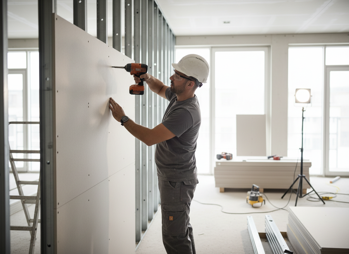 plaquiste utilisant BatiQo - logiciel de gestion BTP